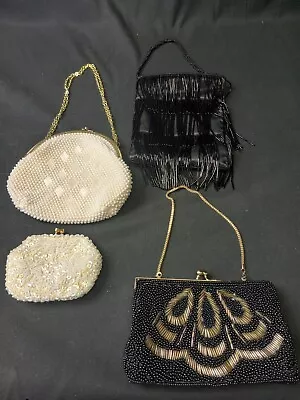 Lot Of 3 Vintage Beaded Purse Evening Bag + 1 Beaded Coin Purse • $50