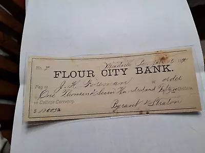 1891 Flour City Bank Check Meadville Pa $1750 In College Currency • $9.99