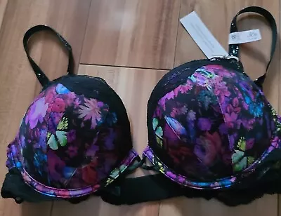 NWT Victoria's Secret Bombshell Add 2 Cups Padded Push Up Bra 36B Floral Lace • $36