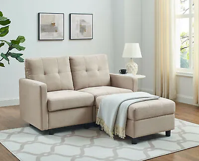 Modern 2 Seat Loveseat Sectional Sofa Couch With Ottoman For Bed/ Living Room • $477.97