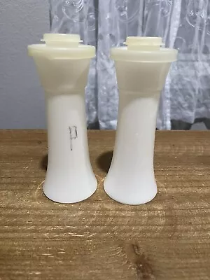 Vintage Tupperware Salt And Pepper Shakers Hourglass 6” Tall Large White 718-37 • $14.99