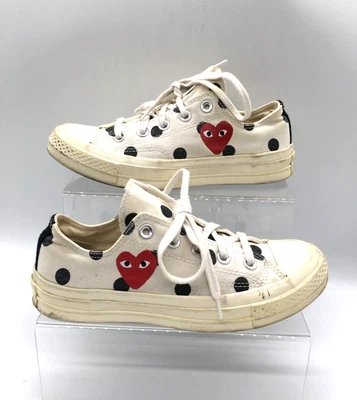 £9 • Buy Play Comme Des Garcons X Converse White Low Top Polka Dot Size UK 4(EG146F)