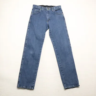 Wrangler Men's Size 32x32 Blue Straight Elastic Waist Medium Wash Stretch Jeans • $15.01