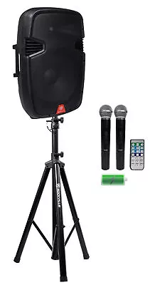 Rockville RAM15BT 15 Rechargeable Powered 800W PA Speaker+2 Mics+Bluetooth+Stand • $304.95