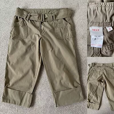 Next Khaki Green Cotton Cropped Cargo Pants Trousers Shorts Y2K Size 14 Leg 20  • £3.99