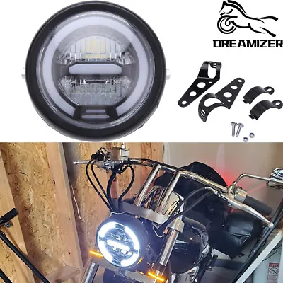 For Kawasaki Vulcan 900 6.8  Motorcycle Amber LED Headlight Vintage Front Light • $39.09