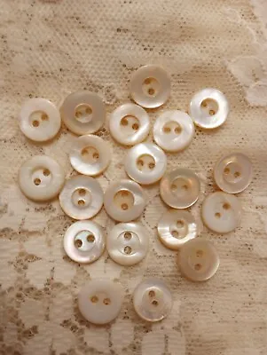 20 Tiny Diminutive Vintage Buttons Mother Of Pearl 2 Hole Doll Clothes Crafts • $2.50