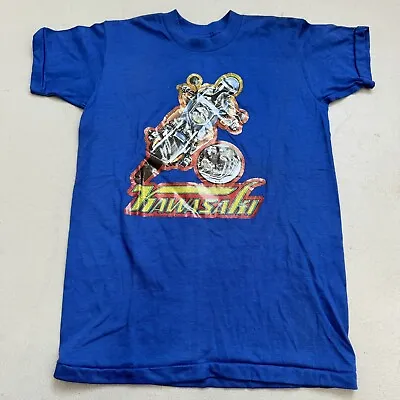 Vintage 1979 KAWASAKI Motorcycle ROACH PAPER THIN T Shirt XS 16x23 70s • $32.99