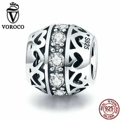 Voroco European 925 Sterling Silver Simple CZ Ball Bracelet Charm Bead Gift • $8.49