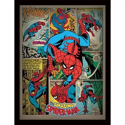 Spider-Man - Retro - Official 30 X 40cm Framed Print Wall Art • £18.99