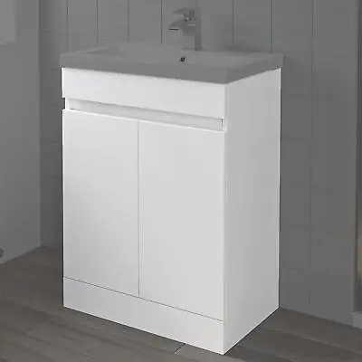 600mm Bathroom Vanity Unit Only 2 Door Furniture Floorstanding Soft Close White • £99.97