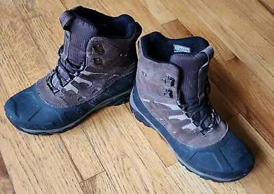 Merrell Espresso Men's Leather Mid Waterproof Hiking Boots  Size 10 • $34.99