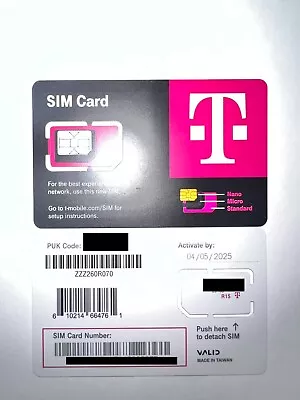 T-MOBILE Triple SIM Card R15  3 In 1   NANO • 4G 5G LTE • NEW • USE BY 04/25 • $5.49