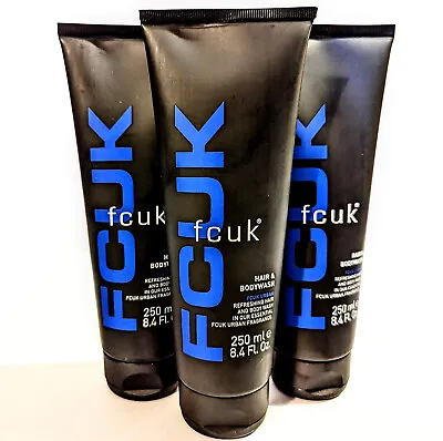3x FCUK Urban 250ml Shower Gel Body Wash For Men Mens Body Shampoo • £13.79