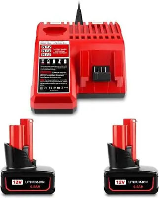 2 PACK 6.5AH For Milwaukee 12V M12 5Ah Battery And Charger Combo 48-11-2450 • $69.99