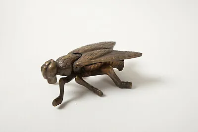 Solid Brass Fly Insect Box (B5A) 4  Vintage Figurine Trinket Ashtray Wings • $49.95
