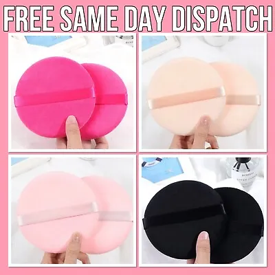 2x LARGE POWDER PUFF Cosmetic Makeup Sponge Pad Face Foundation Blush Brush Tool • £3.99