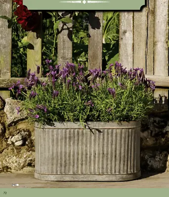 Large Vintage Galvanised Metal Ribbed Oval Tub Planters Plant  Flower Pot Garden • £29.95