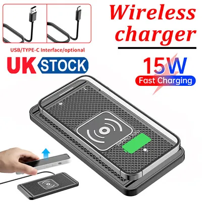 UK Wireless Car Phone Charger Fast Charging Pad Mat For IPhone Android Universal • £14.01
