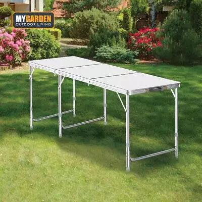 4/6FT Folding Aluminium Trestle Table Camping Market Stall Fete Fair Trade Shows • £38.99