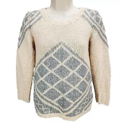 J. Crew Cream/Gray Argyle Wool/Cashmere Blend Sweater Women's XXS • $24.97
