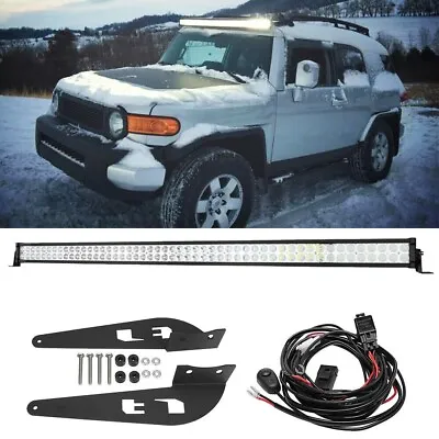 52  LED Light Bar Spot Flood Beam+Roof Mount Bracket For Toyota FJ Cruiser 07-14 • $139.99