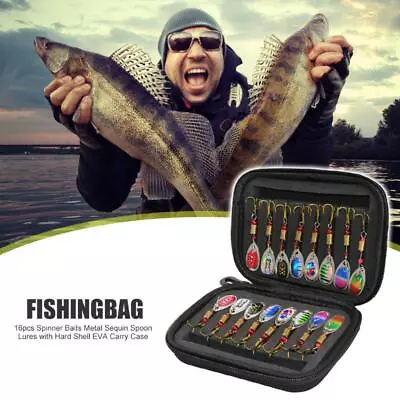 $18.91 • Buy 16pcs Fishing Lures Spinners Baits Spoon Set With Tackle Bag Trout Bass Tackle
