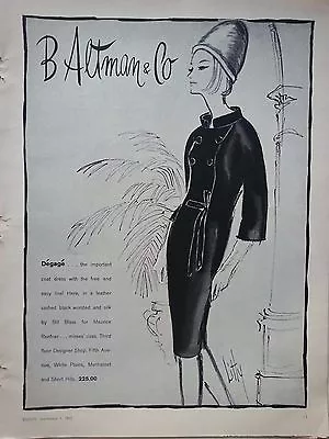 1963 B Altman  Degage Leather Coat Dress By Bill Blasss For Maurice Rentner Ad • $6.99