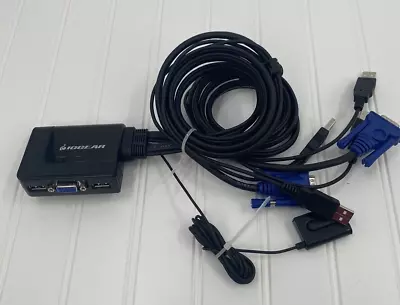IOGEAR 2-Port USB VGA Cabled KVM Switch Remote Button GCS22U • $10