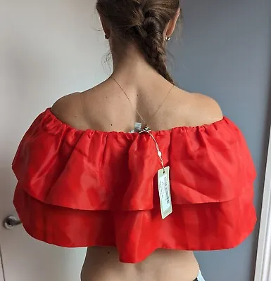  New Party Coast Red Ruffle Crop Top Bardot Party Size 8 • £30