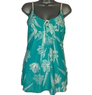 Ibiza Swim Suit One-Piece Blue W/Flowers Medium Bathing Suit Womens Medium NWT • $12.99