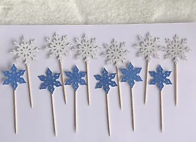 £3.49 • Buy Frozen Themed Snowflakes Cupcake Topper Custom Decoration Party Cake Winter Blue