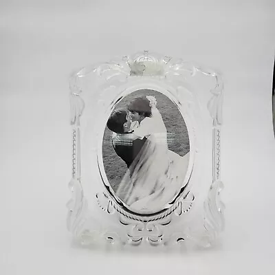 Vintage Mikasa Princess Crystal Frosted Wedding Picture Frame 11.25 H 5x7 Oval • $37.99