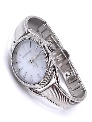 Judith Ripka Sterling Silver Mother Of Pearl Dial Satin Finish Watch Sz 7 • $9.99