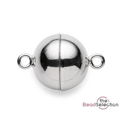 £3.89 • Buy 4 ROUND BALL MAGNETIC CLASPS 16mm X 10mm VERY STRONG SILVER PLATED AF9 