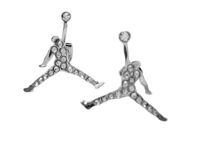 New Michael Jordan Silver - Plated Pairs Stud Earrings Jumpman Jump Man  • $14.95