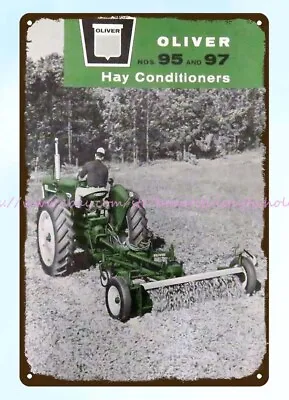 1961 Oliver Tractor Hay Conditioners Farm Equipment Metal Tin Sign Wall Prints • $18.89