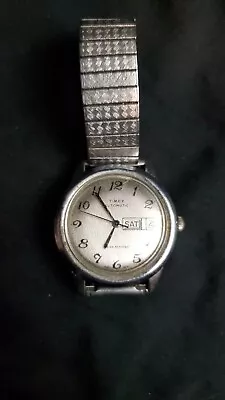 Vintage 1970’s Mens Timex  Stainless Day/Date Automatic Wrist Watch Apx. 37mm • $7