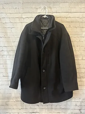 LRL Lauren Ralph Lauren Mens Cashmere Wool Blend Black Quilted Jacket Coat L • $63.55
