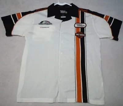 HARLEY DAVIDSON RACING ~ SCREAMIN EAGLE ~ BUTTON DOWN MECHANIC'S SHIRT W/PATCHES • $39.99