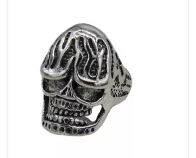 VINTAGE SKULL SKELETON  RING MEN'S  SZ 9  - 29.1 Mm Wide - Gothic Retro Chunky • $14