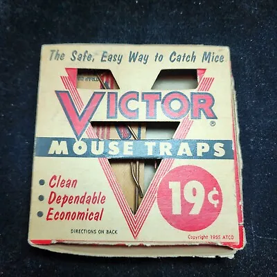 VICTOR VINTAGE Mouse Trap 19 Cent Box 1955 Only 1 Trap! Advertising Mid Century • $9.99