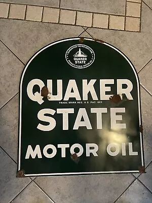 Antique Style-barn Find Look Quaker State Oil Service Station Gas Pump Sign • $99.99