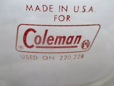 Coleman  220F 228F 220H 228H Original Pyrex  Globe  1963 To 1977 Vintage Camping • $19.99