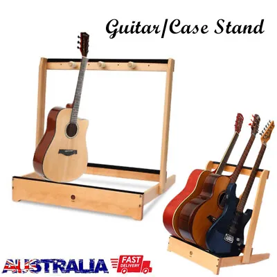 $85 • Buy 3/4 Wooden Guitar Bass Stand Holder Stylish Tidy Storage Rack Guitar Case Holder