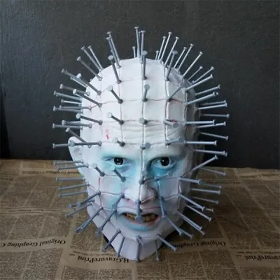 Hellraiser Mask Pinhead Ghost Scary Latex Helmet Halloween Horror Cosplay Props • $26.99