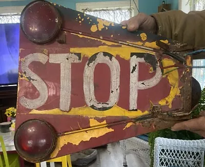 Vintage Metal School Bus  STOP  Sign. • $155