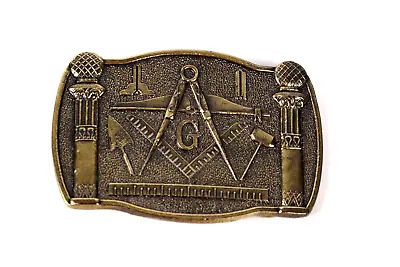 Vintage 1981 Masonic Mason Freemasons Belt Buckle Serial # 868 • $27.50