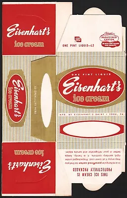 Vintage Box EISENHARTS ICE CREAM Dairy York PA Unused New Old Stock Excellent++ • $8.49