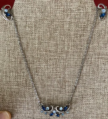 Vtg Van Dell Sterling Silver & Rhinestone Necklace And Screwback Earring Set • $45